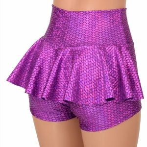 COQUETRY CLOTHING | Purple Fish Scale Ruffle Rump Shorts